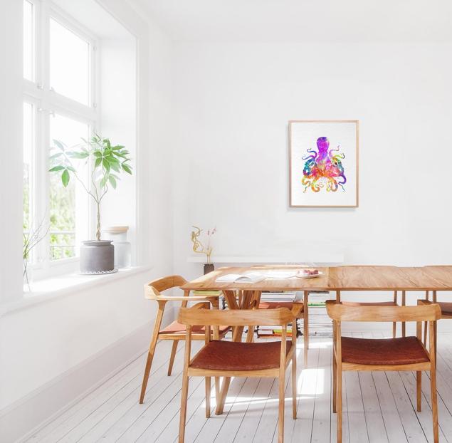 Dignovel Studios Unframed Octopus Pink Sea Life N263 Watercolor Art Print Wall Art Poster Home Decor Hanging DN263 - Image 4