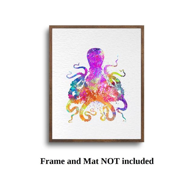 Dignovel Studios Unframed Octopus Pink Sea Life N263 Watercolor Art Print Wall Art Poster Home Decor Hanging DN263 - Image 5