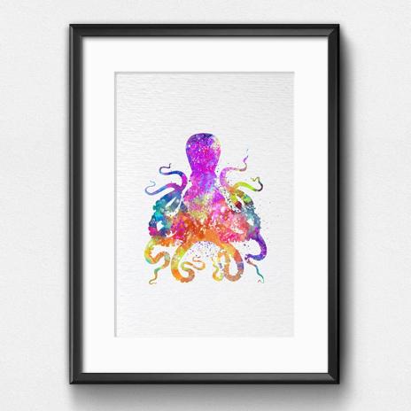 Dignovel Studios Unframed Octopus Pink Sea Life N263 Watercolor Art Print Wall Art Poster Home Decor Hanging DN263 - Image 6