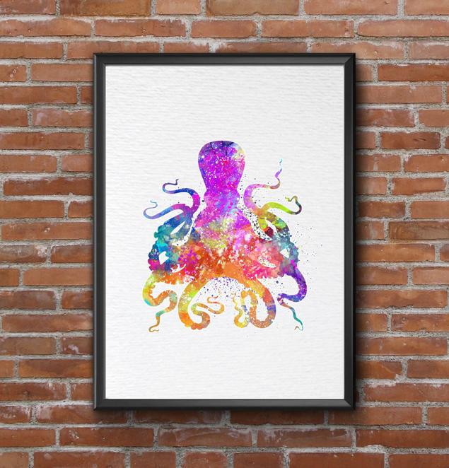 Dignovel Studios Unframed Octopus Pink Sea Life N263 Watercolor Art Print Wall Art Poster Home Decor Hanging DN263 - Image 7
