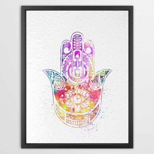 Dignovel Studios Unframed Hamsa Hand Pink Poster Nursery kids Decor Print Kids N265 Watercolor Art Print Wall Art Poster Home Decor Hanging DN265