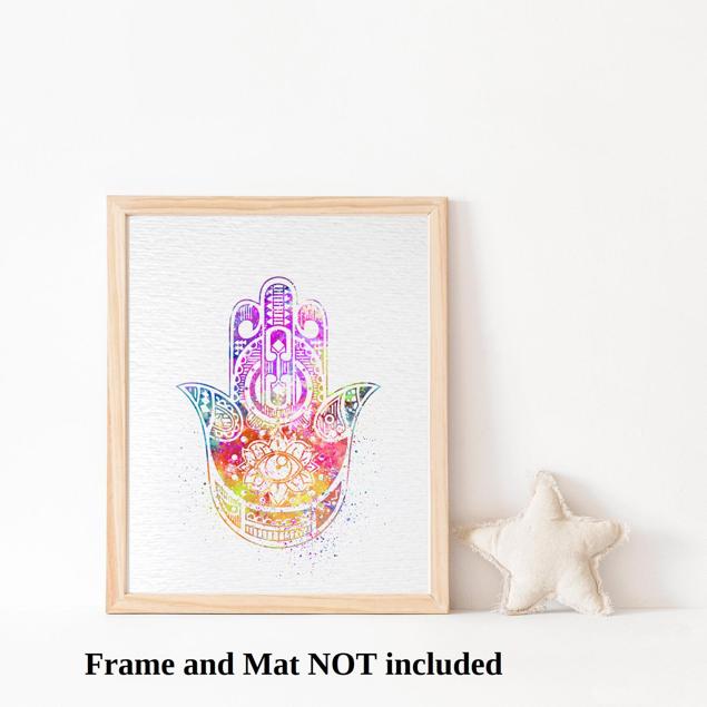 Dignovel Studios Unframed Hamsa Hand Pink Poster Nursery kids Decor Print Kids N265 Watercolor Art Print Wall Art Poster Home Decor Hanging DN265 - Image 3