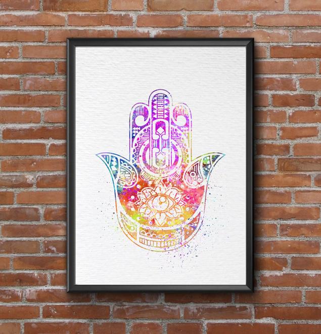 Dignovel Studios Unframed Hamsa Hand Pink Poster Nursery kids Decor Print Kids N265 Watercolor Art Print Wall Art Poster Home Decor Hanging DN265 - Image 7