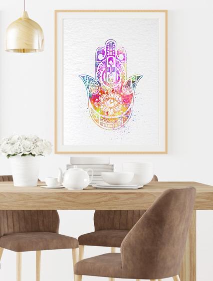 Dignovel Studios Unframed Hamsa Hand Pink Poster Nursery kids Decor Print Kids N265 Watercolor Art Print Wall Art Poster Home Decor Hanging DN265 - Image 8
