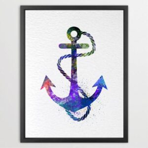 Dignovel Studios Unframed Anchor Watercolor illustration Print Poster Giclee Nursery Decor Print Kids N266 Watercolor Art Print Wall Art Poster Home Decor Hanging DN266