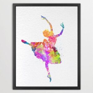 Dignovel Studios Unframed Ballerina Pink Dancer Dancing N268 Watercolor Art Print Wall Art Poster Home Decor Hanging DN268
