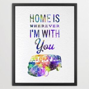 Dignovel Studios Unframed Vintage Minivan Home is wherever I'm with you N269 Watercolor Art Print Wall Art Poster Home Decor Hanging DN269