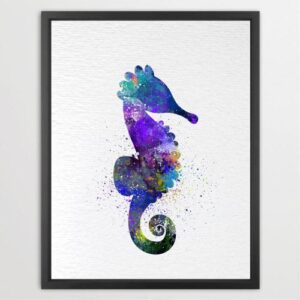 Dignovel Studios Unframed Seahorse Blue Sea life Poster Home Decor Kids Room Nursery N270 Watercolor Art Print Wall Art Poster Home Decor Hanging DN270