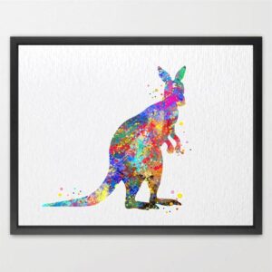 Dignovel Studios Unframed Kangaroo Wildlife Animal Australia N276 Watercolor Art Print Wall Art Poster Home Decor Hanging DN276