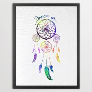 Dignovel Studios Unframed Dreamcatcher Feather N285 Watercolor Art Print Wall Art Poster Home Decor Hanging DN285