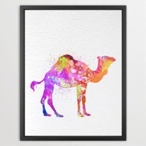 Dignovel Studios Unframed Camel Pink Desert Animal Wildlife N288 Watercolor Art Print Wall Art Poster Home Decor Hanging DN288