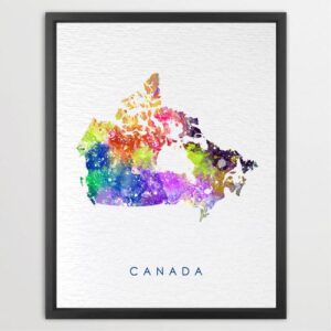Dignovel Studios Unframed Canada Map World North America N289 Watercolor Art Print Wall Art Poster Home Decor Hanging DN289