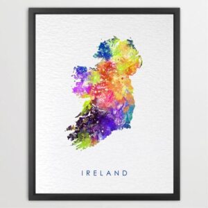 Dignovel Studios Unframed Ireland Map World map Europe N290 Watercolor Art Print Wall Art Poster Home Decor Hanging DN290