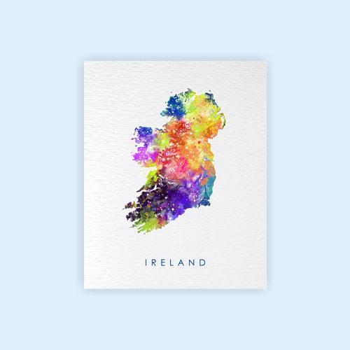 Dignovel Studios Unframed Ireland Map World map Europe N290 Watercolor Art Print Wall Art Poster Home Decor Hanging DN290 - Image 2