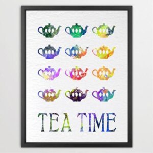 Dignovel Studios Unframed Tea Time Tea Pot Relaxing Home Kitchen Family N312 Watercolor Art Print Wall Art Poster Home Decor Hanging DN312
