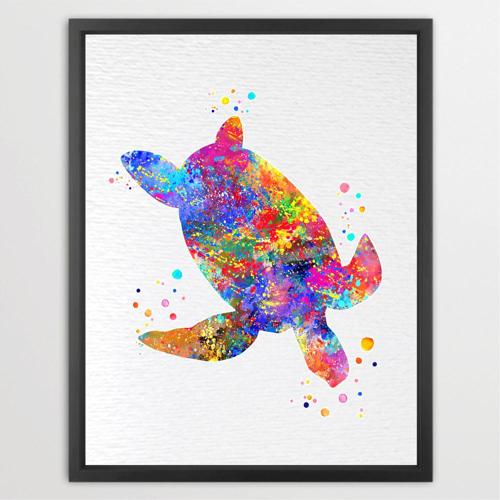 Dignovel Studios Unframed Sea turtle Sea life kids home nursery print children's room playroom N323 Watercolor Art Print Wall Art Poster Home Decor Hanging DN323