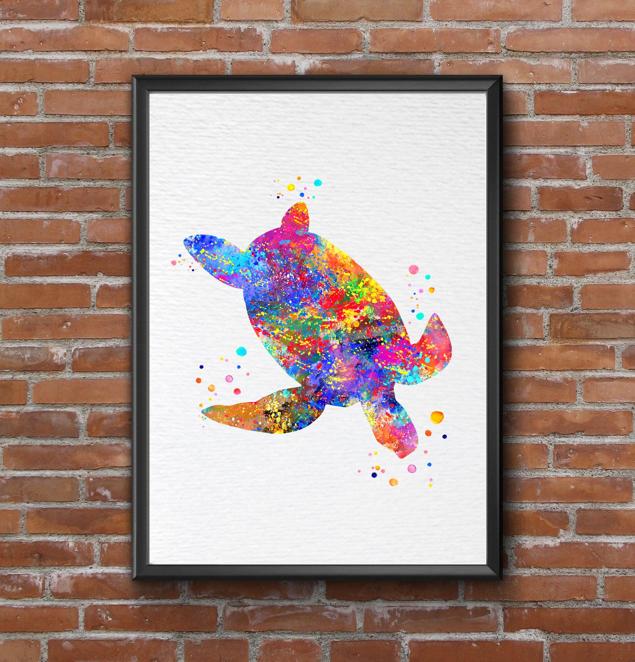 Dignovel Studios Unframed Sea turtle Sea life kids home nursery print children's room playroom N323 Watercolor Art Print Wall Art Poster Home Decor Hanging DN323 - Image 7
