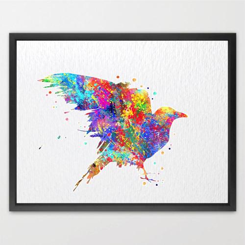 Dignovel Studios Unframed Crow Raven Edgar Allen Poe Nevermore N330 Watercolor Art Print Wall Art Poster Home Decor Hanging DN330