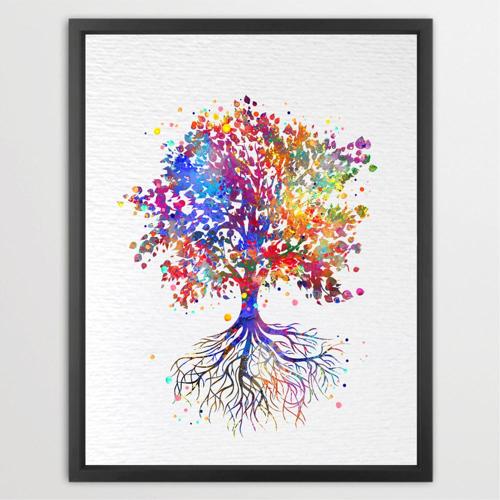 Dignovel Studios Unframed Tree Nature Love Fine Art Watercolor Art Print Wall Art Poster Home Decor Hanging DN338