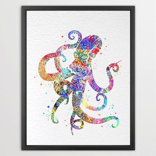 Dignovel Studios Unframed Octopus Sea Life Watercolor illustration Print Poster Nursery Decor Print Kids N345 Watercolor Art Print Wall Art Poster Home Decor Hanging DN345