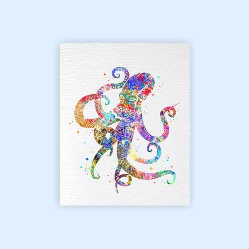 Dignovel Studios Unframed Octopus Sea Life Watercolor illustration Print Poster Nursery Decor Print Kids N345 Watercolor Art Print Wall Art Poster Home Decor Hanging DN345 - Image 2