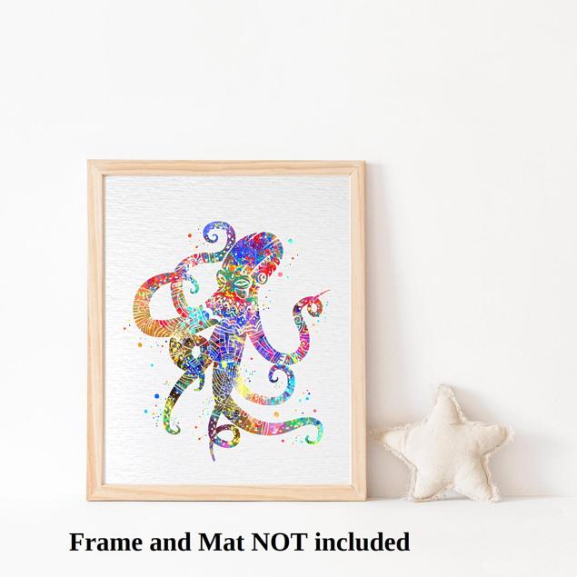 Dignovel Studios Unframed Octopus Sea Life Watercolor illustration Print Poster Nursery Decor Print Kids N345 Watercolor Art Print Wall Art Poster Home Decor Hanging DN345 - Image 3
