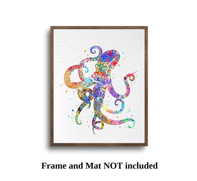 Dignovel Studios Unframed Octopus Sea Life Watercolor illustration Print Poster Nursery Decor Print Kids N345 Watercolor Art Print Wall Art Poster Home Decor Hanging DN345 - Image 5