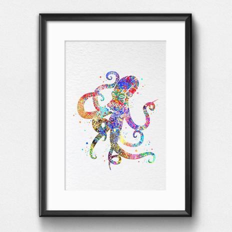 Dignovel Studios Unframed Octopus Sea Life Watercolor illustration Print Poster Nursery Decor Print Kids N345 Watercolor Art Print Wall Art Poster Home Decor Hanging DN345 - Image 6