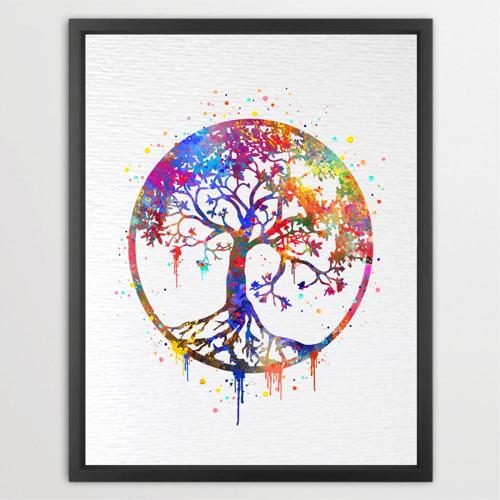 Dignovel Studios Unframed Tree of Life Nature Love Family Yoga Meditation N346 Watercolor Art Print Wall Art Poster Home Decor Hanging DN346