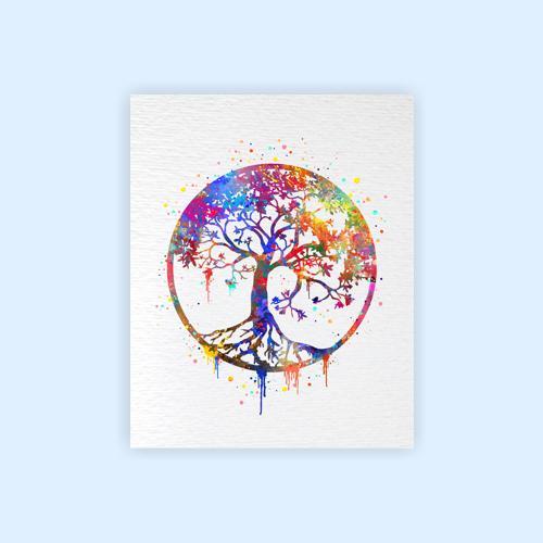 Dignovel Studios Unframed Tree of Life Nature Love Family Yoga Meditation N346 Watercolor Art Print Wall Art Poster Home Decor Hanging DN346 - Image 2