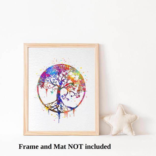 Dignovel Studios Unframed Tree of Life Nature Love Family Yoga Meditation N346 Watercolor Art Print Wall Art Poster Home Decor Hanging DN346 - Image 3