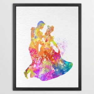 Dignovel Studios Unframed Dancing with Prince Princess Dream Moment Fairy Tale N387 Watercolor Art Print Wall Art Poster Home Decor Hanging DN387