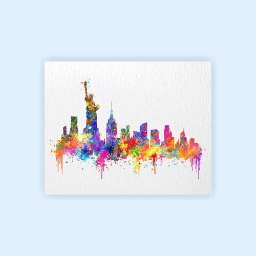 Dignovel Studios Unframed New York City Skyline United States City Landmark Famous Buildings Architecture N389 Watercolor Art Print Wall Art Poster Home Decor Hanging DN389 - Image 2