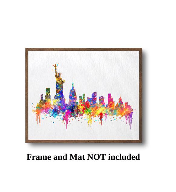 Dignovel Studios Unframed New York City Skyline United States City Landmark Famous Buildings Architecture N389 Watercolor Art Print Wall Art Poster Home Decor Hanging DN389 - Image 3