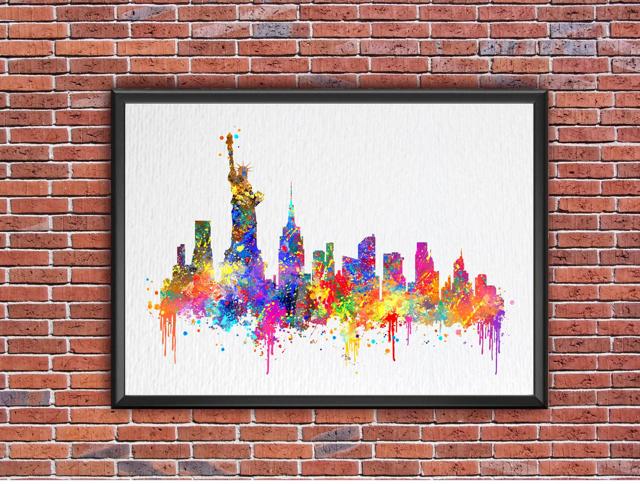 Dignovel Studios Unframed New York City Skyline United States City Landmark Famous Buildings Architecture N389 Watercolor Art Print Wall Art Poster Home Decor Hanging DN389 - Image 7