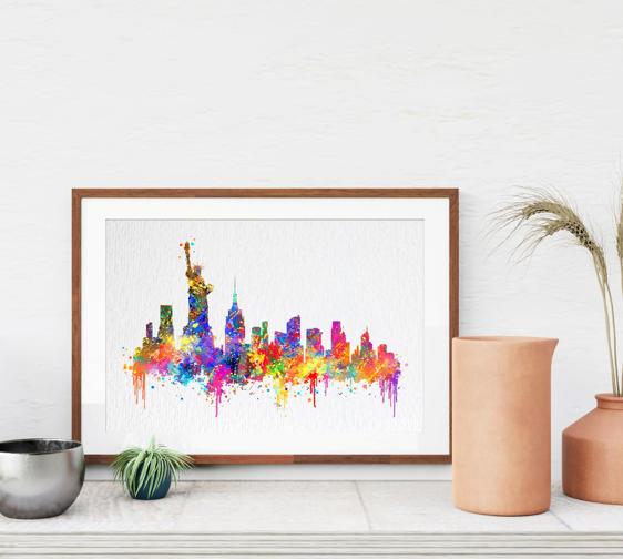 Dignovel Studios Unframed New York City Skyline United States City Landmark Famous Buildings Architecture N389 Watercolor Art Print Wall Art Poster Home Decor Hanging DN389 - Image 8