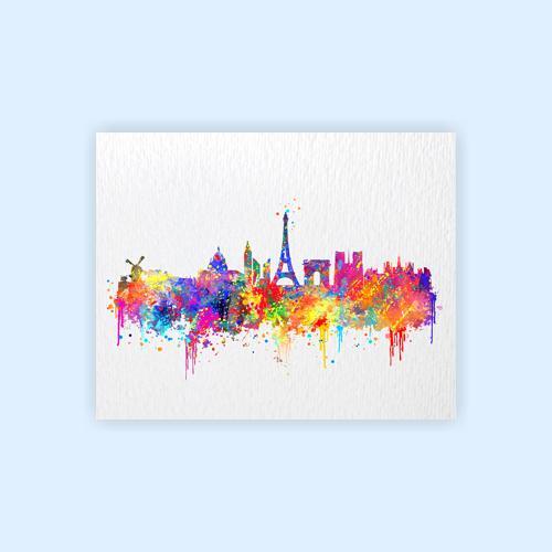 Dignovel Studios Unframed Paris City Skyline France City Landmark Famous Buildings Architecture N390 Watercolor Art Print Wall Art Poster Home Decor Hanging DN390 - Image 2