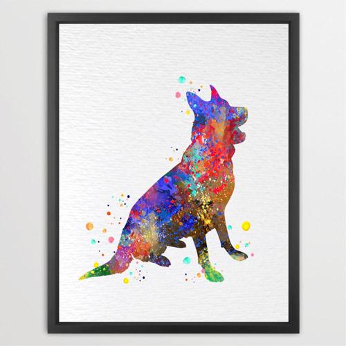 Dignovel Studios Unframed German Shepherd Dog Pet Lover Puppy Dog Household Animal Friend Watercolor Art Print Wall Art Poster Home Decor Hanging DN772