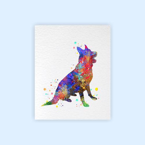 Dignovel Studios Unframed German Shepherd Dog Pet Lover Puppy Dog Household Animal Friend Watercolor Art Print Wall Art Poster Home Decor Hanging DN772 - Image 2