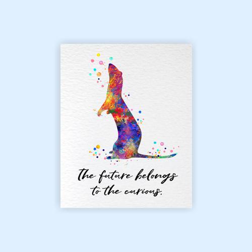 Dignovel Studios Unframed Ferret Household Pet Domestic Animal Pet Inspirational Quote Future Belongs to Curious Watercolor Art Print Wall Art Poster Home Decor Hanging DN780 - Image 2