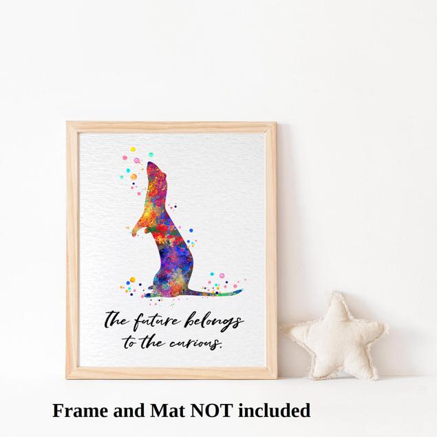 Dignovel Studios Unframed Ferret Household Pet Domestic Animal Pet Inspirational Quote Future Belongs to Curious Watercolor Art Print Wall Art Poster Home Decor Hanging DN780 - Image 3