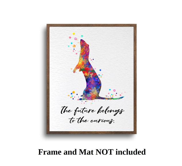 Dignovel Studios Unframed Ferret Household Pet Domestic Animal Pet Inspirational Quote Future Belongs to Curious Watercolor Art Print Wall Art Poster Home Decor Hanging DN780 - Image 5