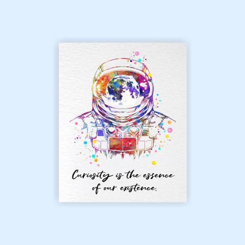 Dignovel Studios Unframed Astronaut Space Suit Space Exploration Motivational Inspirational Quote Curiosity is the Essence of our Existence Watercolor Art Print Wall Art Poster Home Decor Hanging DN795 - Image 2