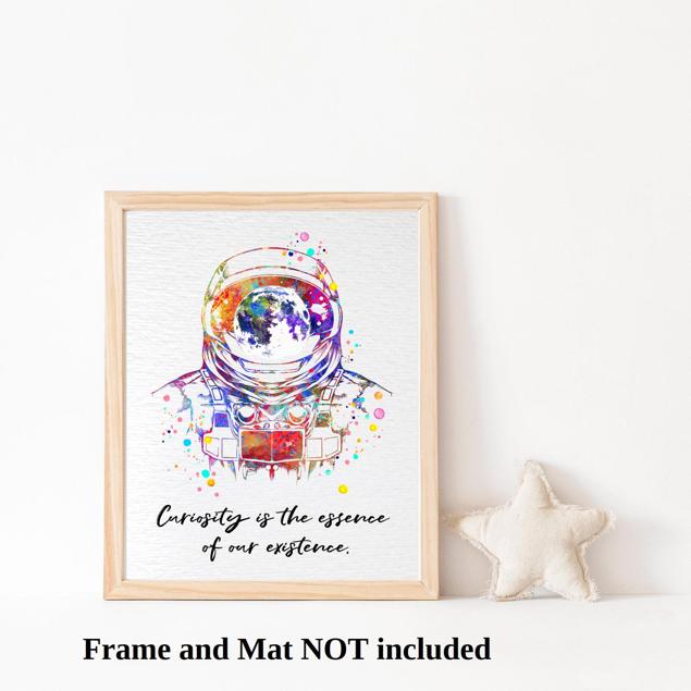 Dignovel Studios Unframed Astronaut Space Suit Space Exploration Motivational Inspirational Quote Curiosity is the Essence of our Existence Watercolor Art Print Wall Art Poster Home Decor Hanging DN795 - Image 3