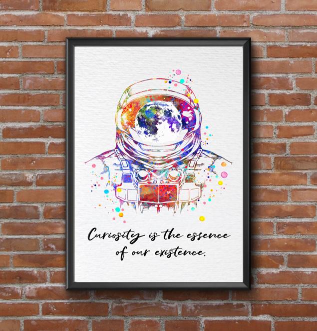Dignovel Studios Unframed Astronaut Space Suit Space Exploration Motivational Inspirational Quote Curiosity is the Essence of our Existence Watercolor Art Print Wall Art Poster Home Decor Hanging DN795 - Image 7
