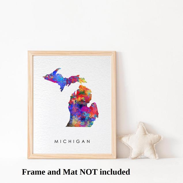 Dignovel Studios Unframed Michigan Map United States Midwest Geography State Map Watercolor Art Print Wall Art Poster Home Decor Hanging DN797 - Image 3