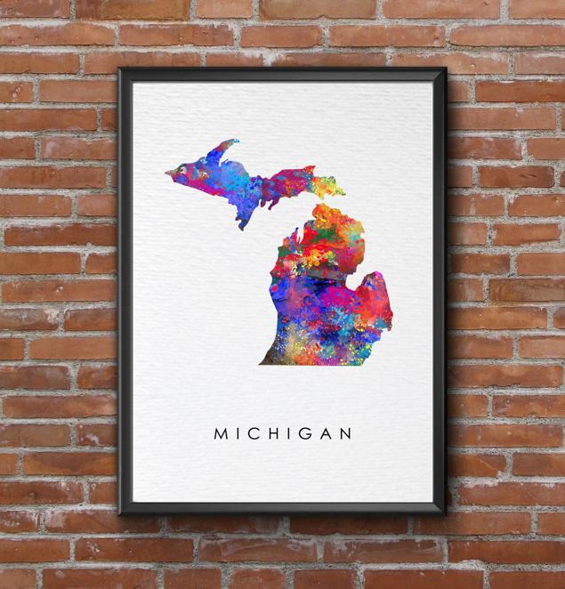 Dignovel Studios Unframed Michigan Map United States Midwest Geography State Map Watercolor Art Print Wall Art Poster Home Decor Hanging DN797 - Image 7