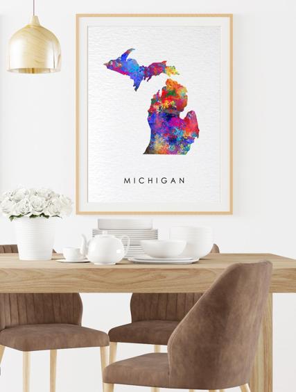Dignovel Studios Unframed Michigan Map United States Midwest Geography State Map Watercolor Art Print Wall Art Poster Home Decor Hanging DN797 - Image 8