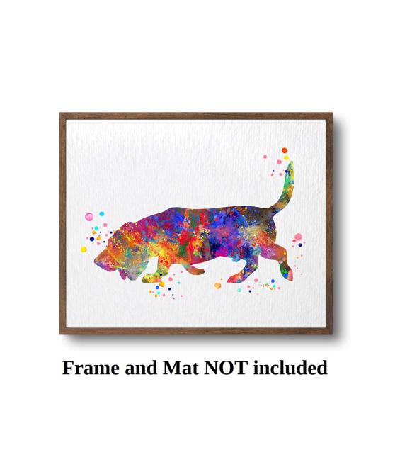 Dignovel Studios Unframed Basset Hound Dog Household Pet Animal Puppy Friend Family Watercolor Art Print Wall Art Poster Home Decor Hanging DN798 - Image 3