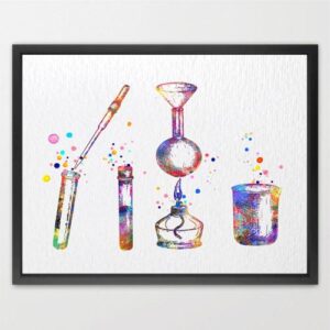 Dignovel Studios Unframed Chemical Lab Test Tubes Pipette Chemistry Medical Art Laboratory Science Biology Education Watercolor Art Print Wall Art Poster Home Decor Hanging DN800